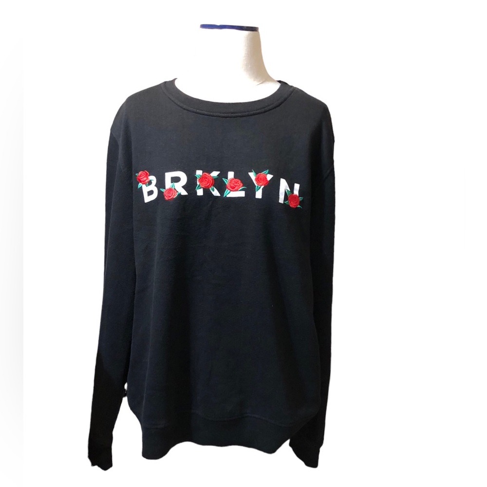 BROOKLYN CLOTH Unisex Embroidered Roses BRKLYN Sweatshirt - Picture 1 of 8